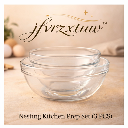 jfvrzxtuw™ Elegant Glass Mixing Bowls – Nesting Kitchen Prep Set (3 PCS)