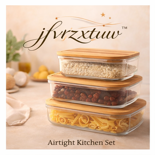jfvrzxtuw™ Glass Food Storage Containers with Bamboo Lids – Airtight Kitchen Set